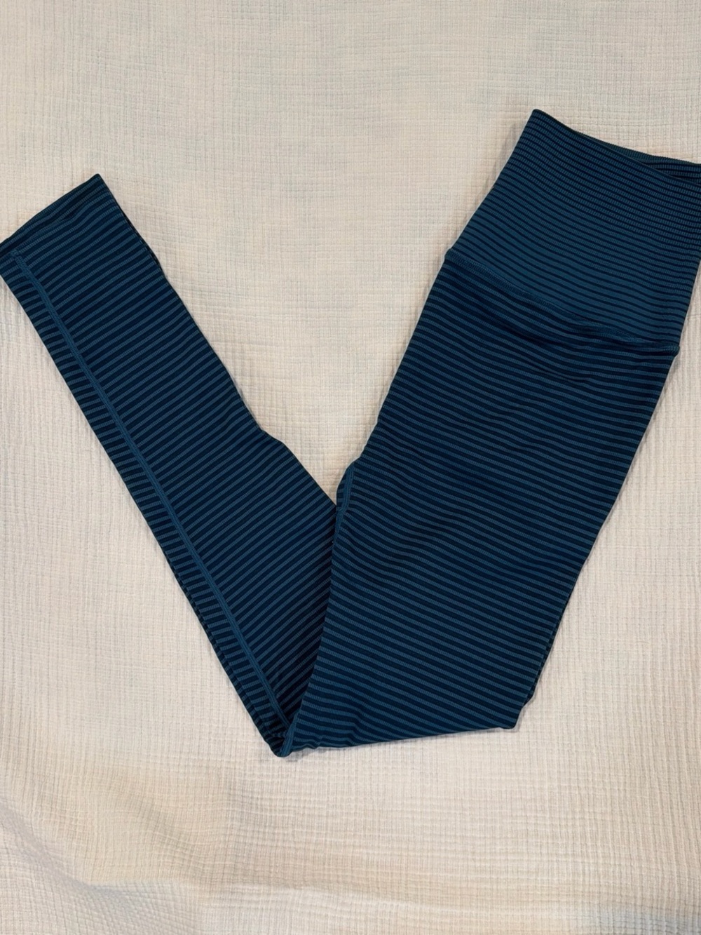 Spiritual Gangster dark blue and light blue Striped High-Waist Leggings